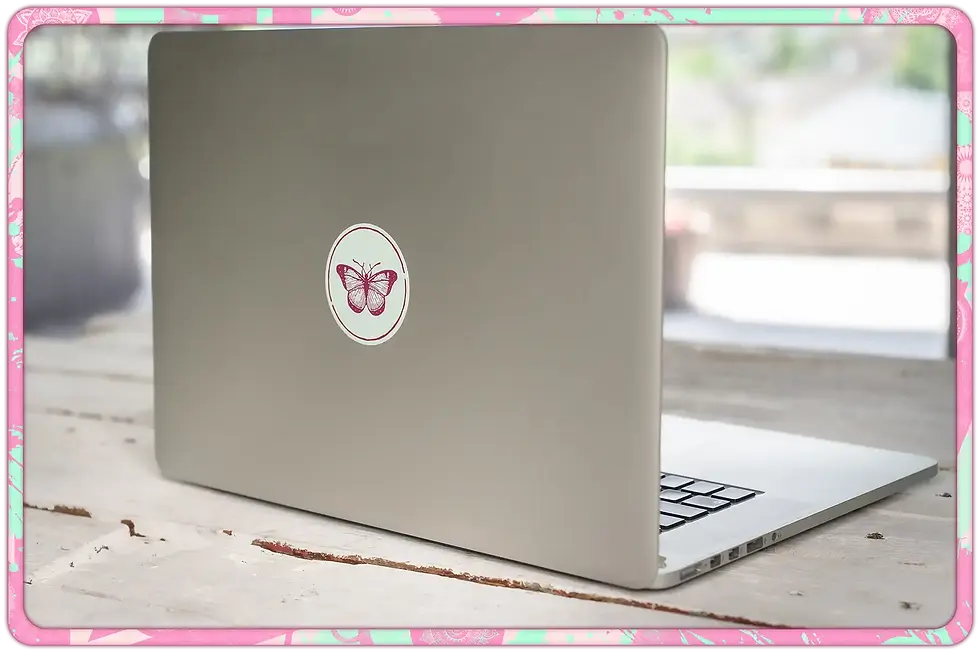 Miniaturbild: Butterfly Logo Sticker rosa/grün
