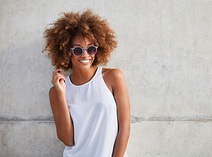 Woman with Curly Hair and Sunglasses