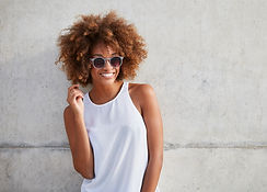 Woman with Curly Hair and Sunglasses