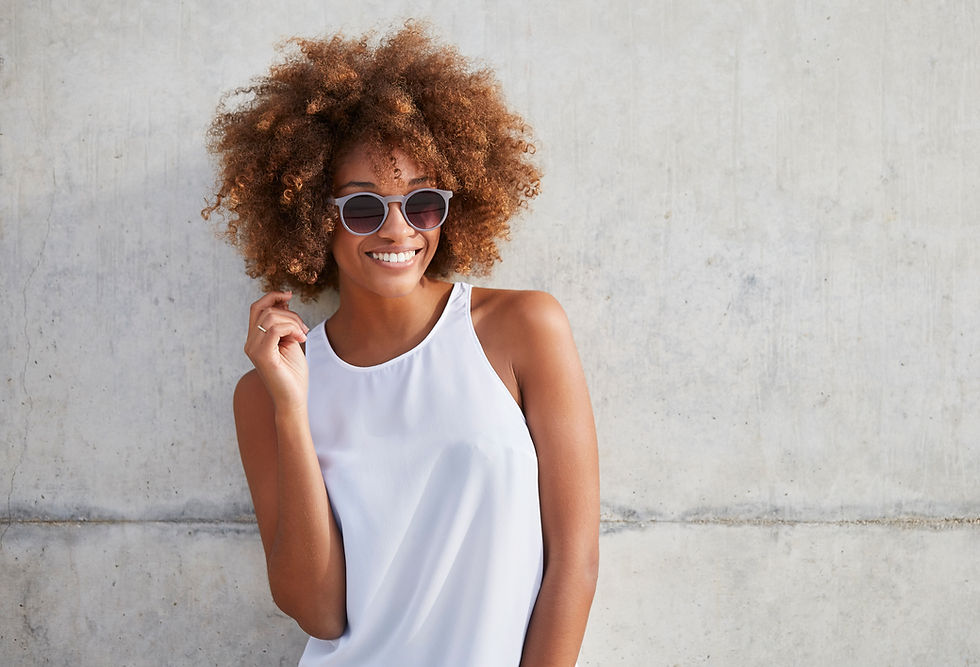 Woman with Curly Hair and Sunglasses