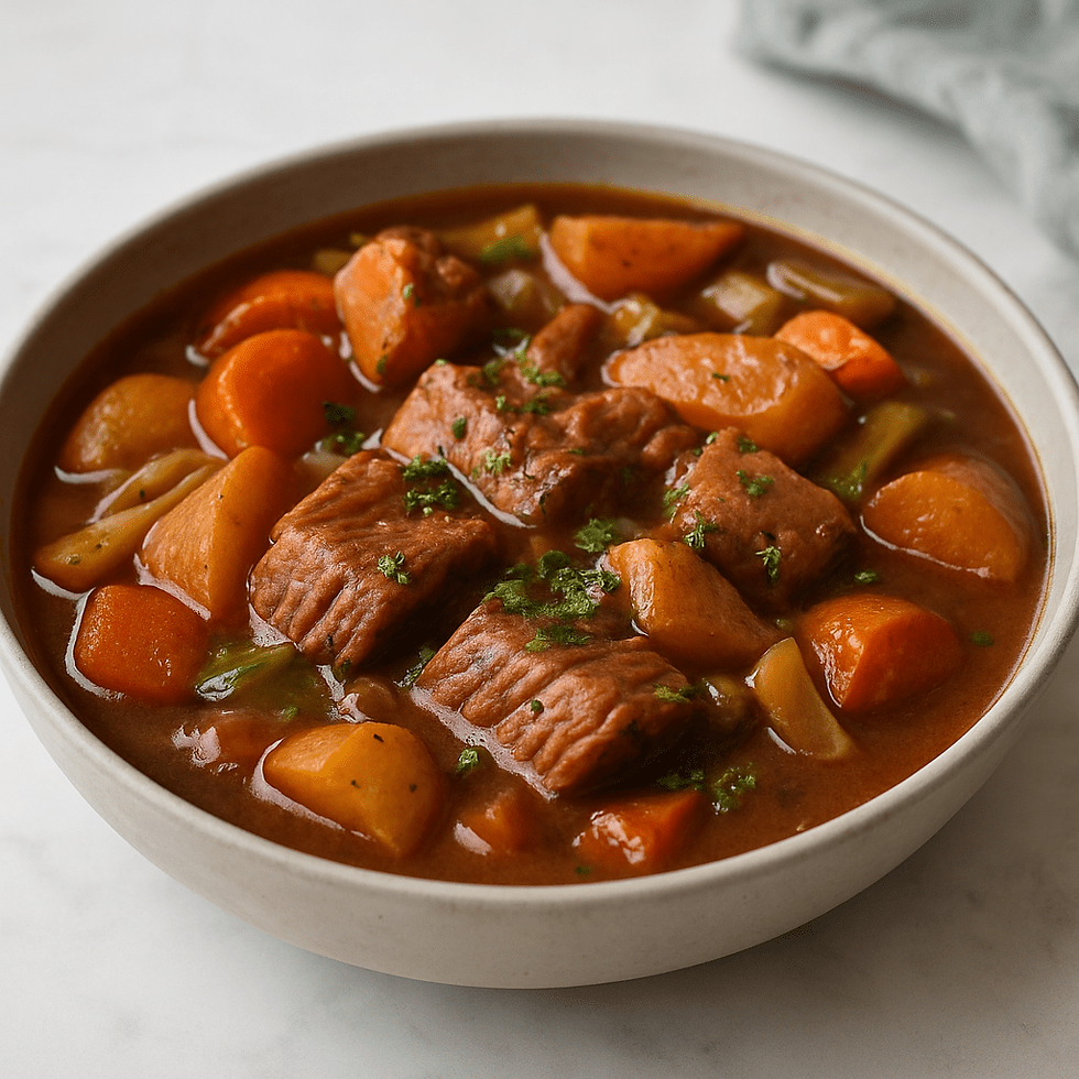 Slow-cooked comfort, lighter and kinder. Homemade goodness in every bite.