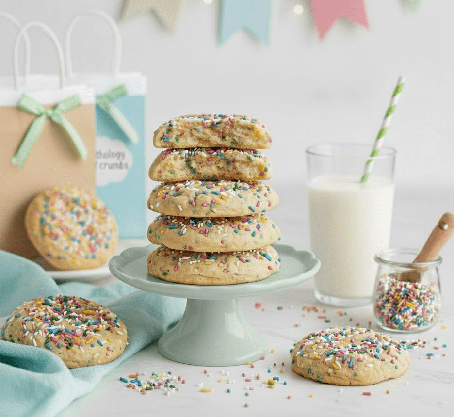 Butter-rich, slightly chewy, and dotted with vibrant sprinkles, these cookies are one of our best-loved sweets. Serving them warm with a glass of milk is traditional, or for a fun twist, sandwich a scoop of ice cream between two cookies. They deliver a buttery flavour and a delightful chewy texture thanks to the blend of flours.