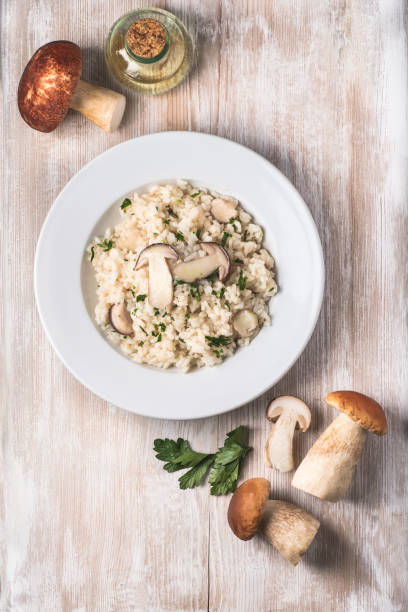 Risotto is rich which leads to smaller portions and typically a beautiful addition to chicken or meat dishes.