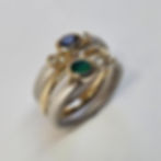 Multi-coloured Family Birthstone Band, honouring daughters. These rub over settings prevent catching 💚💙