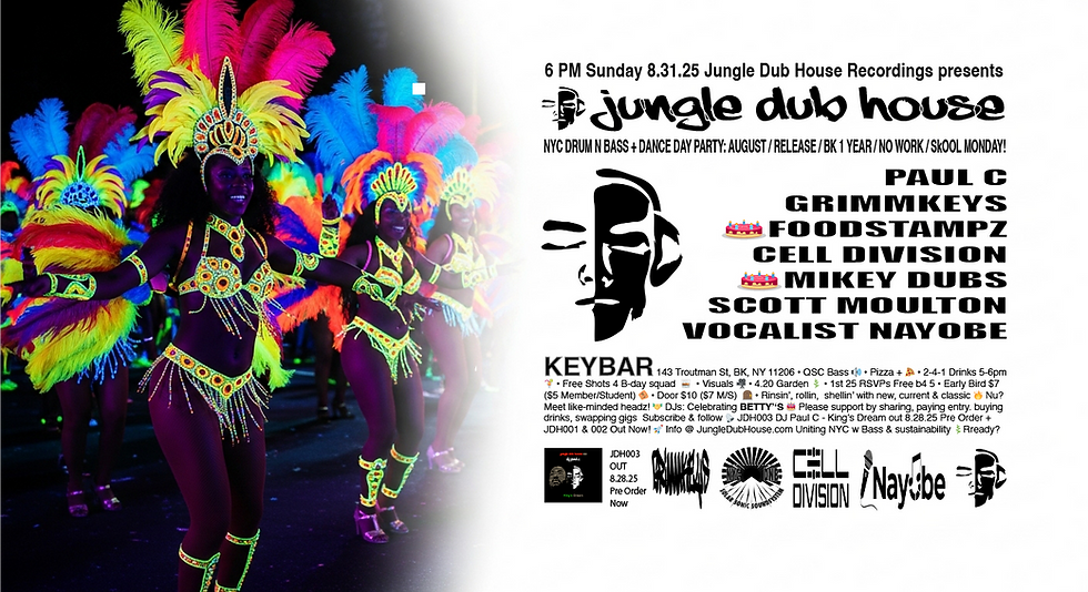 Jungle Dub House: NYC Drum n Bass & Dance Labor Day Weekend Sunset Party