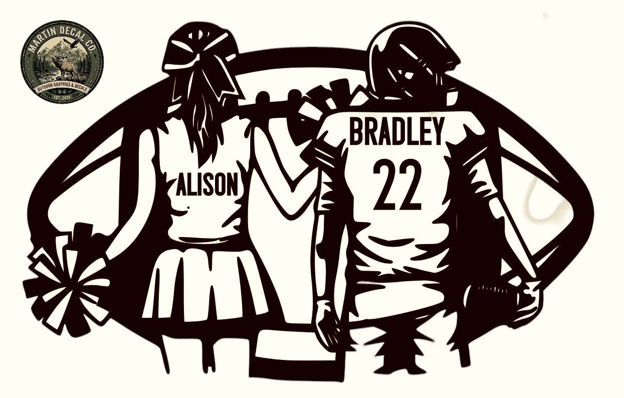 Personalized Football & Cheer Sibling Decal