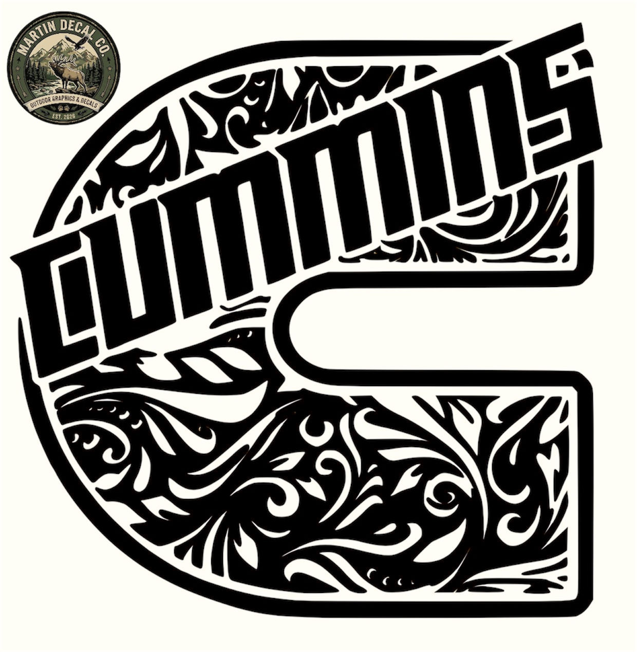 Cummins Tooled Leather Decal