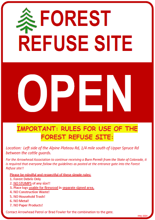 Forest Refuse Site OPEN-May 2024