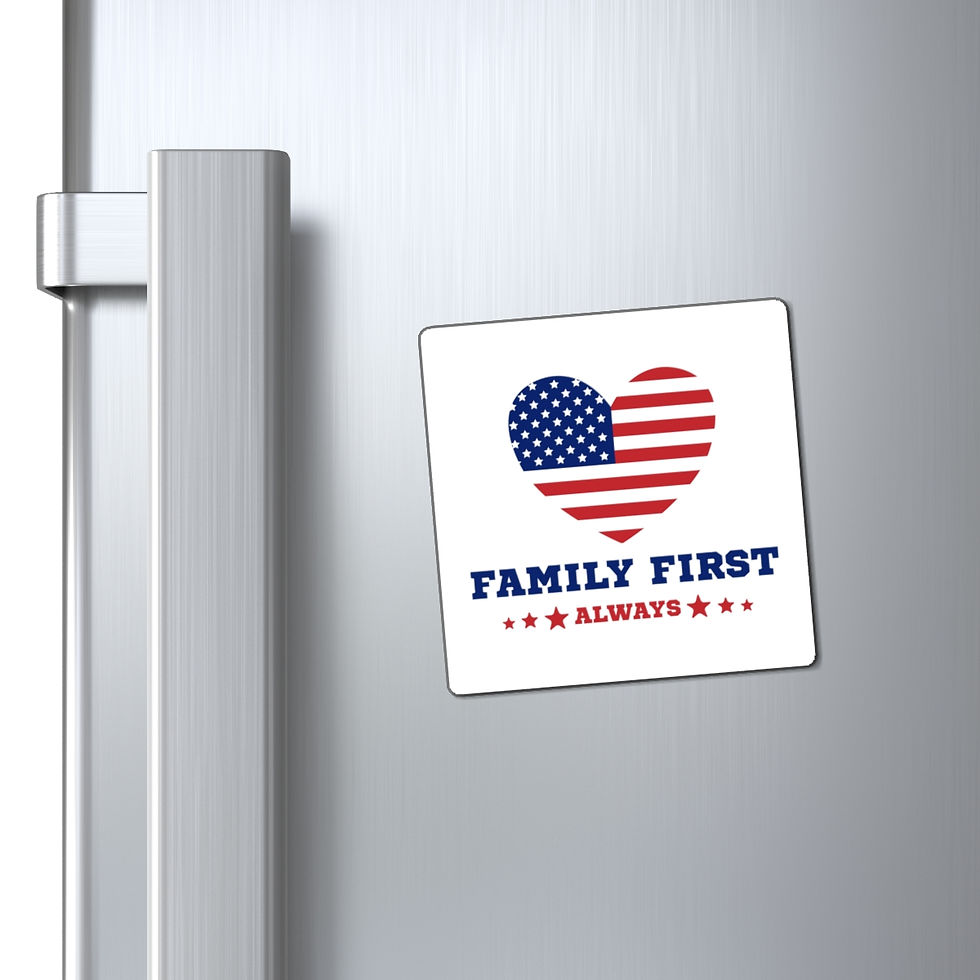 Thumbnail: Family First Always Magnet — American Flag Heart Patriotic Refrigerator Magnet