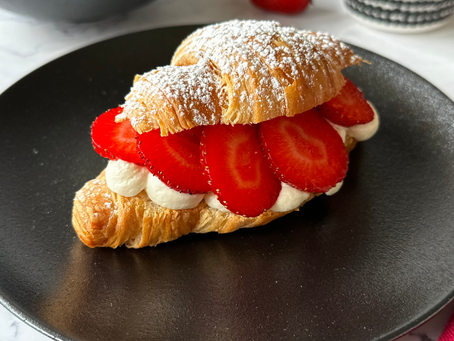 Croissant with Strawberries and Cream