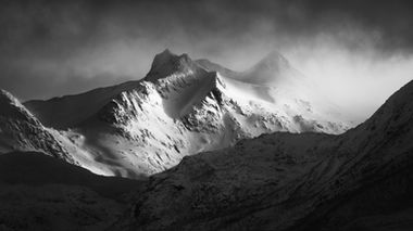 Bilde fra Lofoten i svart hvitt