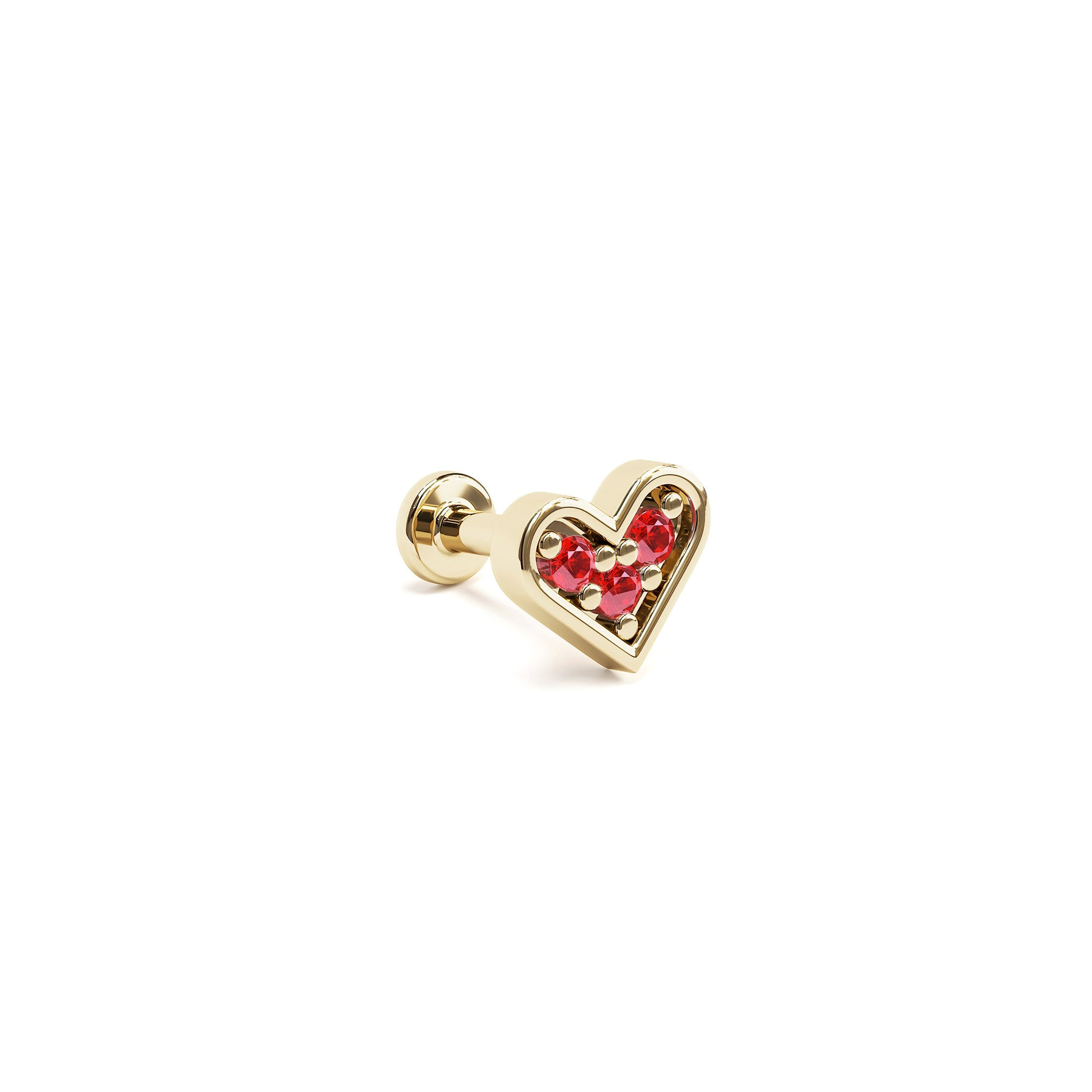 Ruby Heart - Top Only - 14k Gold - Threadless