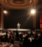 formal professional gala with podium on stage. round stage