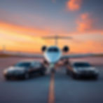 VIP aircraft with black sedans waiting