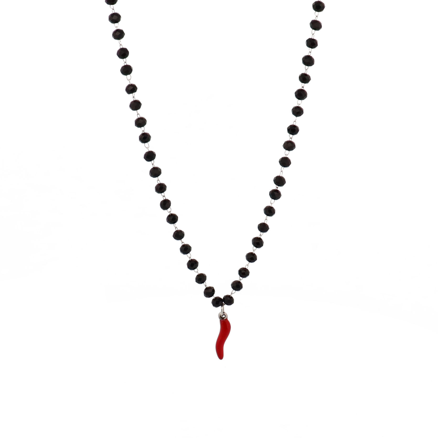 Eleganza Necklace Steel Chain Crystal Beads Horn Steel