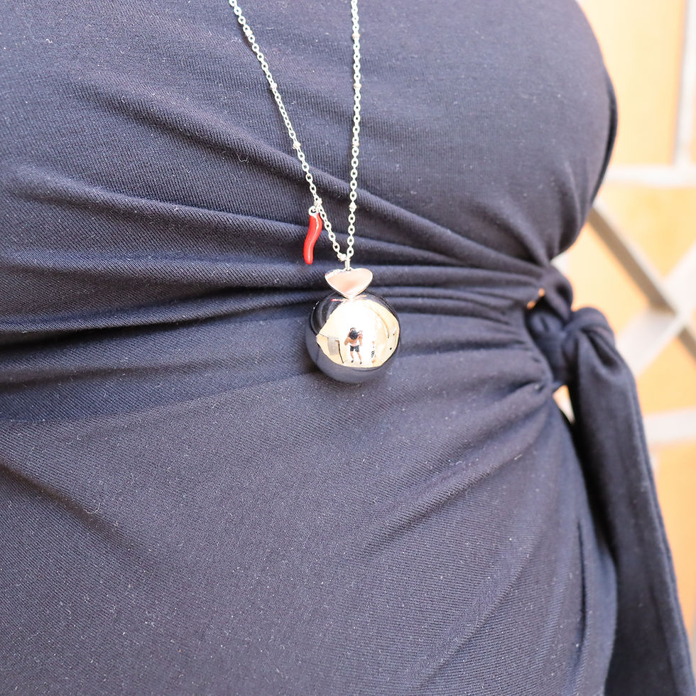 Miniature : Collier Vabbe Chaîne perlée, Bola et Corne acier