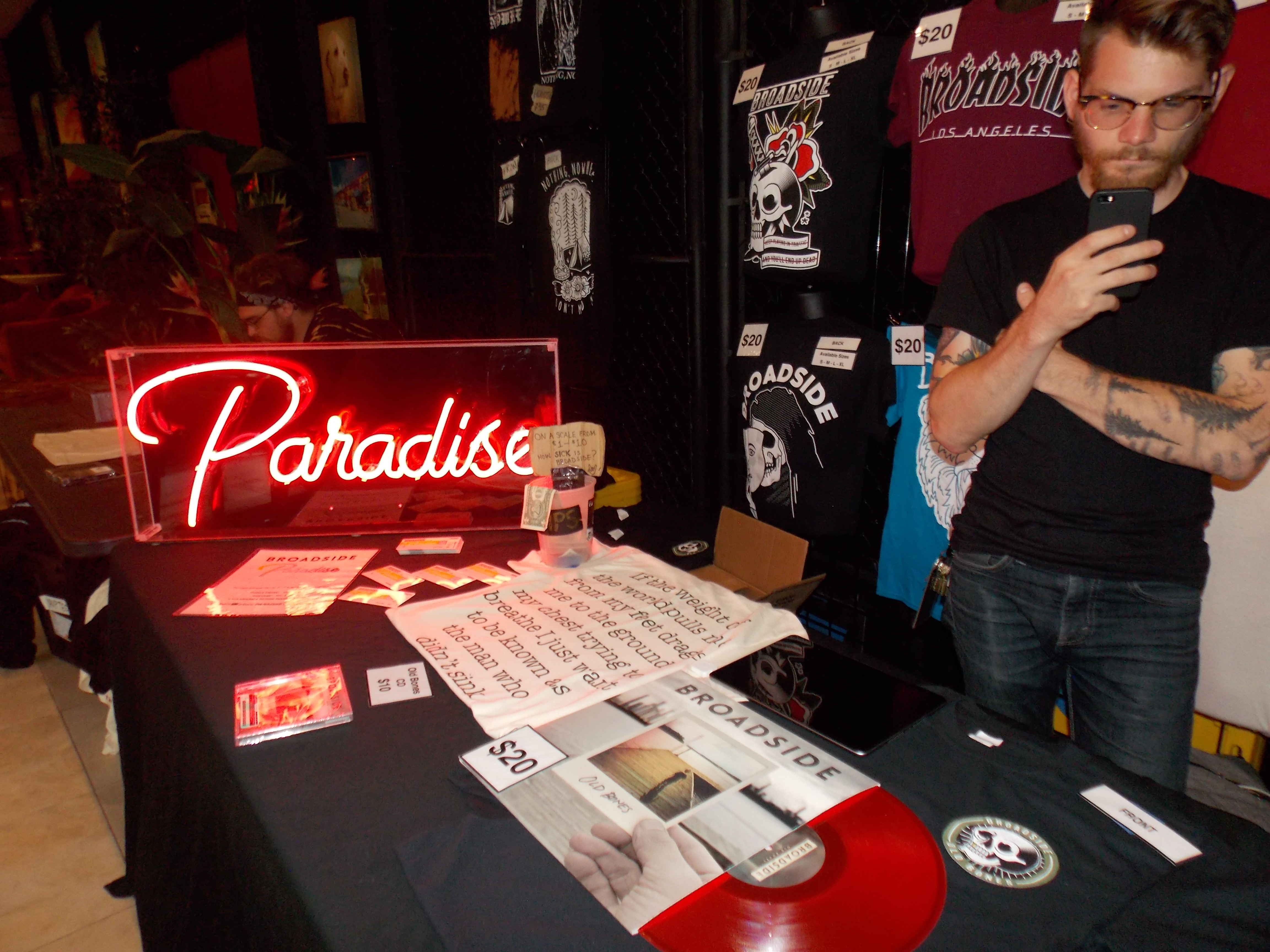 Broadside's merch table