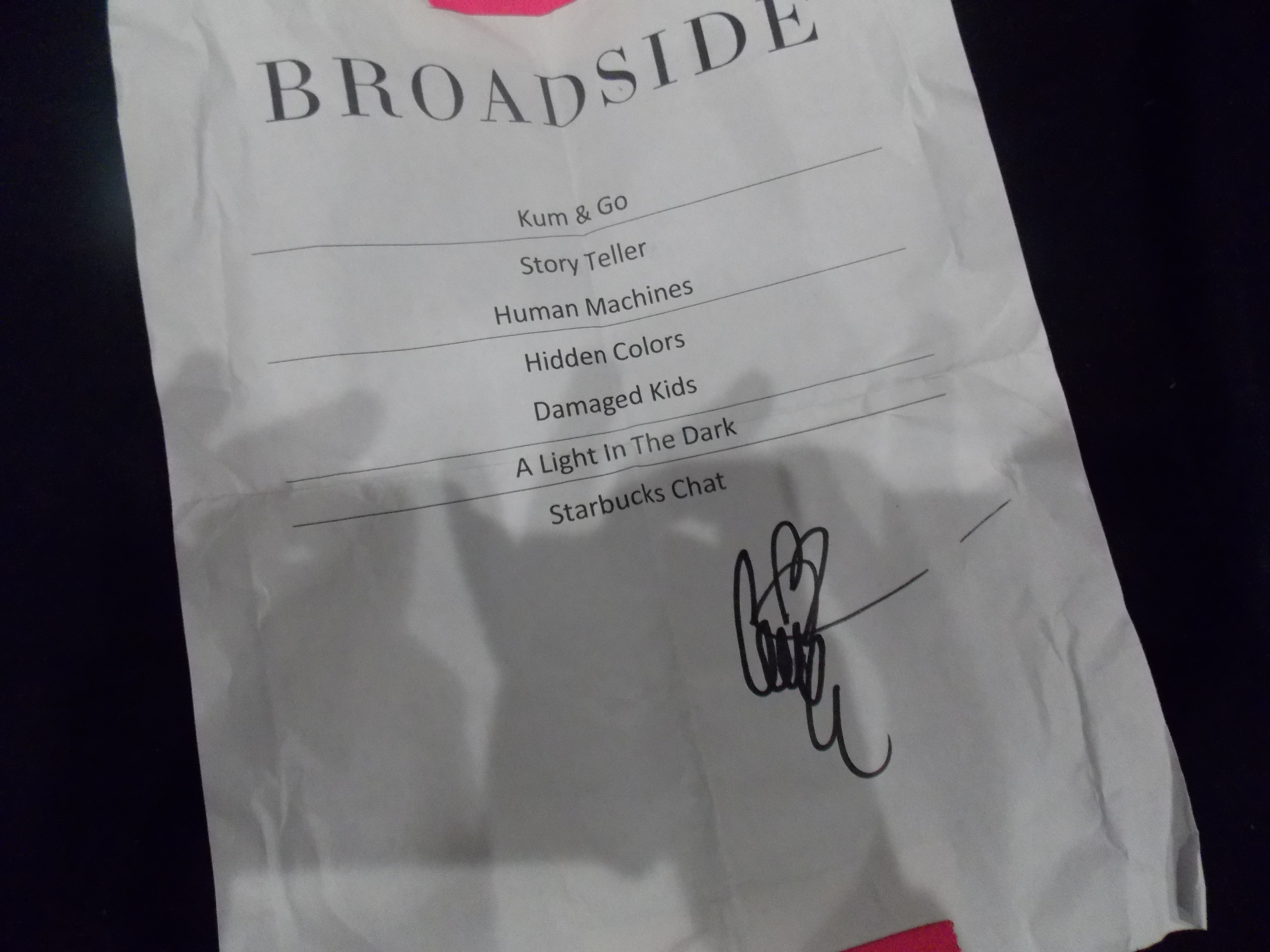 Broadside set list