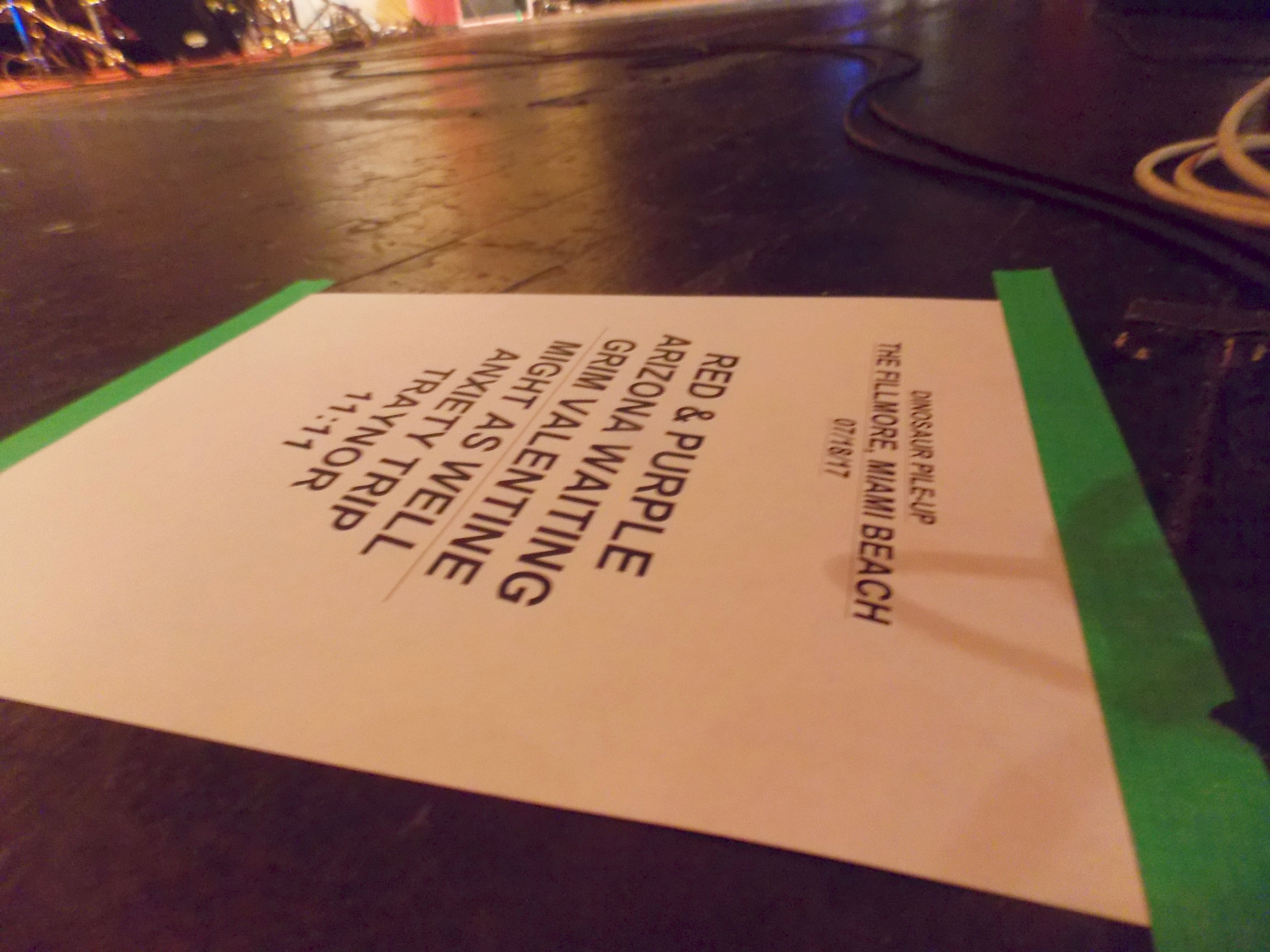 Dinosaur Pile Up set list