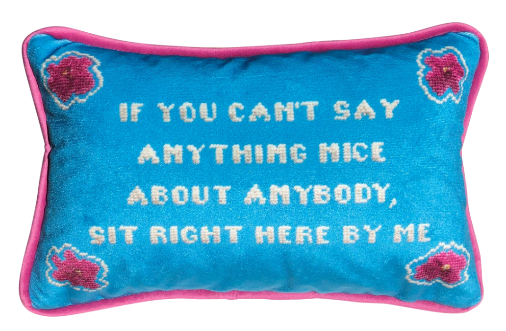 gossip girl / ALICE sassy quote turquoise velvet toss pillow