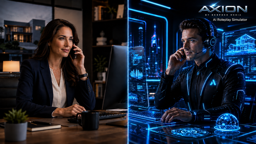 AXION by Bespoke Media's new AI Role Play Simulator helps agents and teams practise difficult conversations, receive detailed feedback and improve before the real call begins.
