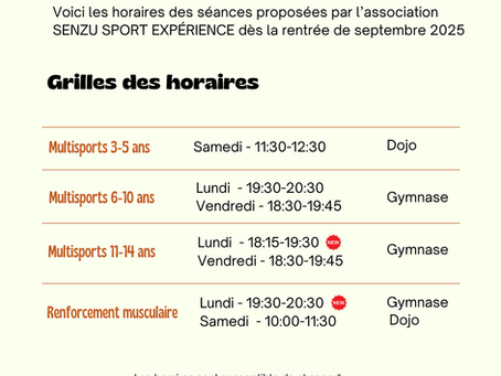Nouveaux créneaux 2025-2026 !