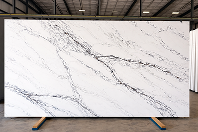 Calacatta Thunder quartz full slab with bold charcoal veining and metallic gold accents – CounterSource San Antonio