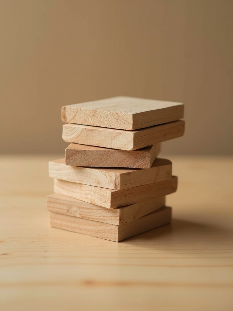 A neat stack of wooden blocks signifying an organized and thoughtful classroom structure.