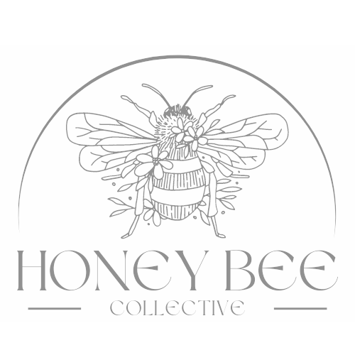 Honey Bee Collective logo with a floral-crowned bee