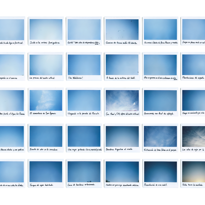 Bajo todos los cielos, políptico de fotografía instantánea y texto. Proyecto de arte fotográfico en Argentina y Barcelona