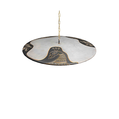 Metallic Pendant Light : 3 Feet Light Engraved in Madhubani Artwork
