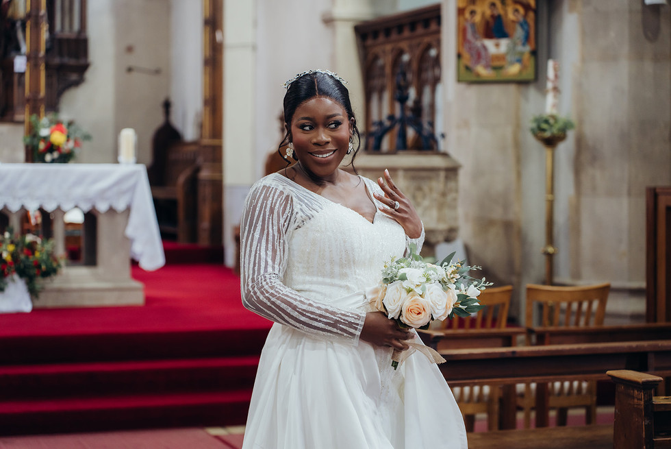 Wedding ceremony at St. Ethelbert's Church by wedding photographer Green Sky Photo