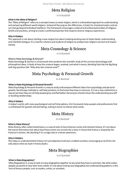 Meta Non-Fiction 101 Book Analysis Interactive