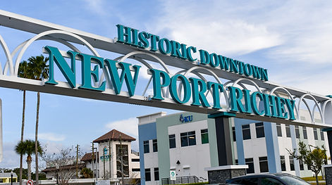 Welcome to New Port Richey sign – Florida Textile Co. provides commercial towel and facility supply service in Pasco County.