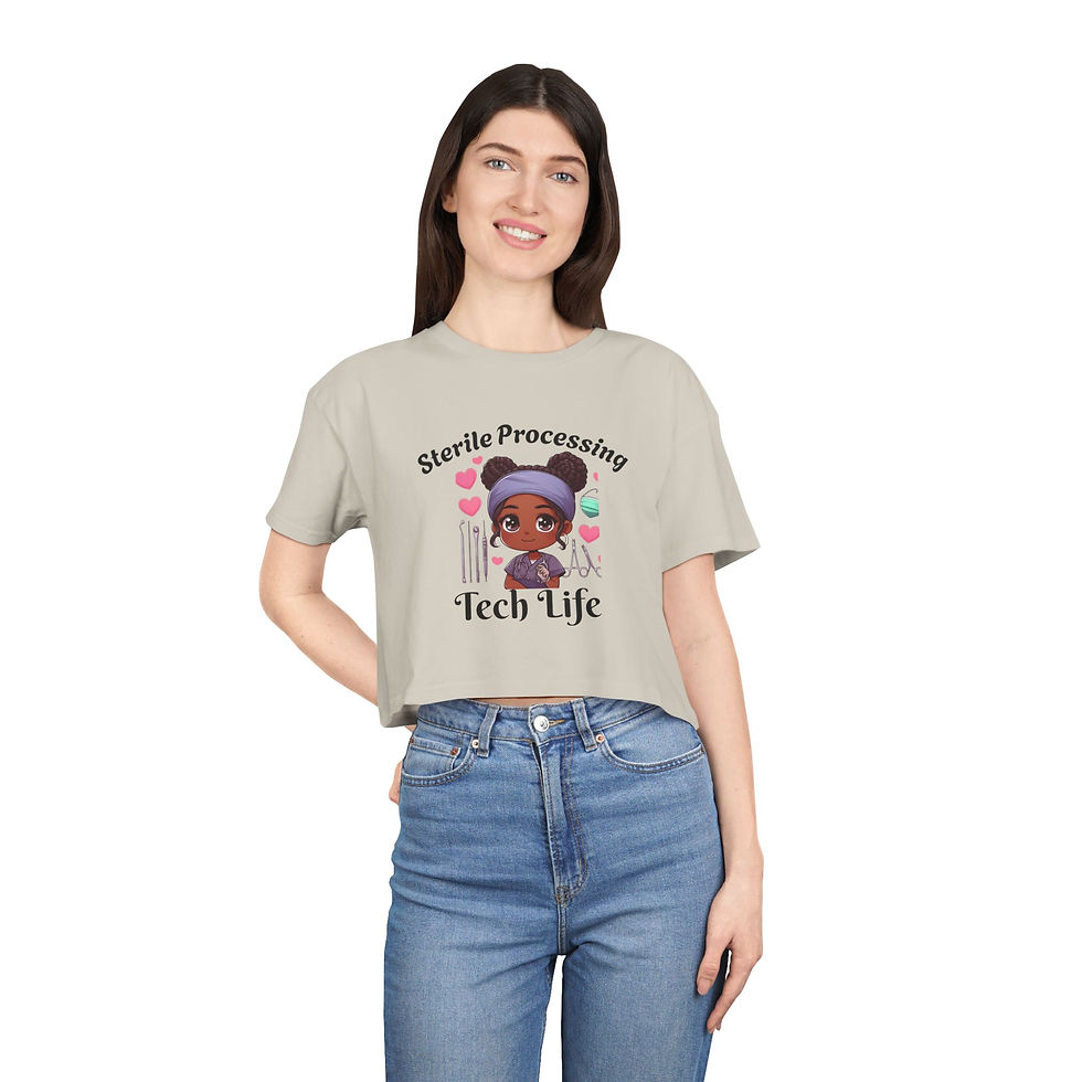 Thumbnail: Women's Crop Tee: 'Sterile Processing Tech Life' version 1