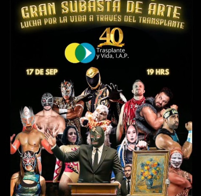 Subasta de arte y lucha libre por Fundación Transplante y Vida