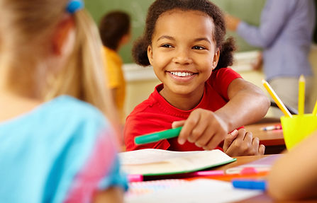 Happy student sharing and enjoying learning in school