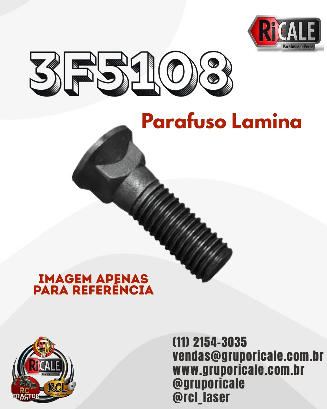 3F5108 Parafuso Lâmina Caterpillar para Tratores