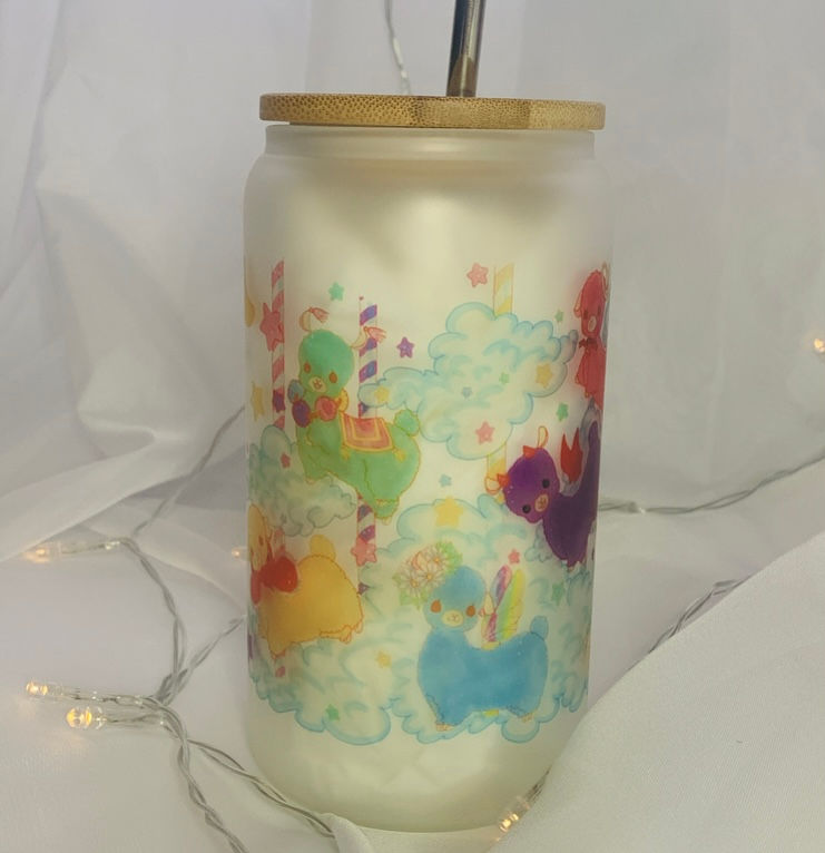 Thumbnail: Kawaii Alpacarousel 16 oz Glass Can Tumbler