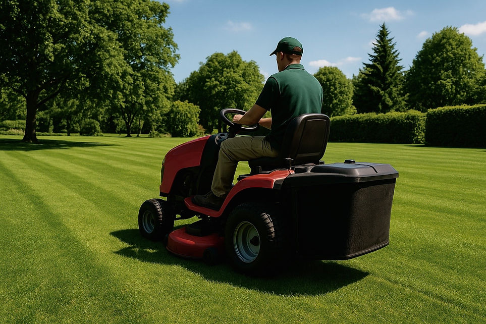 A Southfleet Tree & Grounds Maintenance operative mowing grass