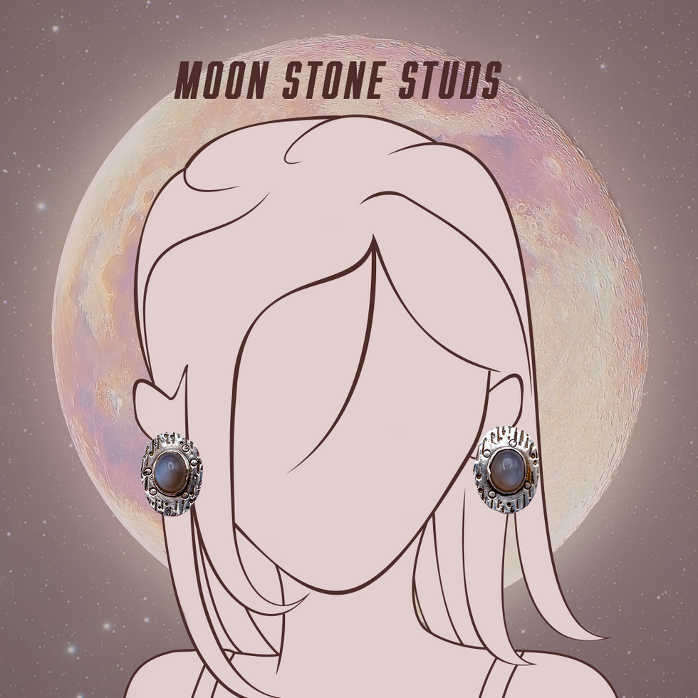 Moon stone studs