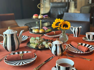 Elegant afternoon tea setup in Zorba Lounge at Hotel Arista, Naperville IL