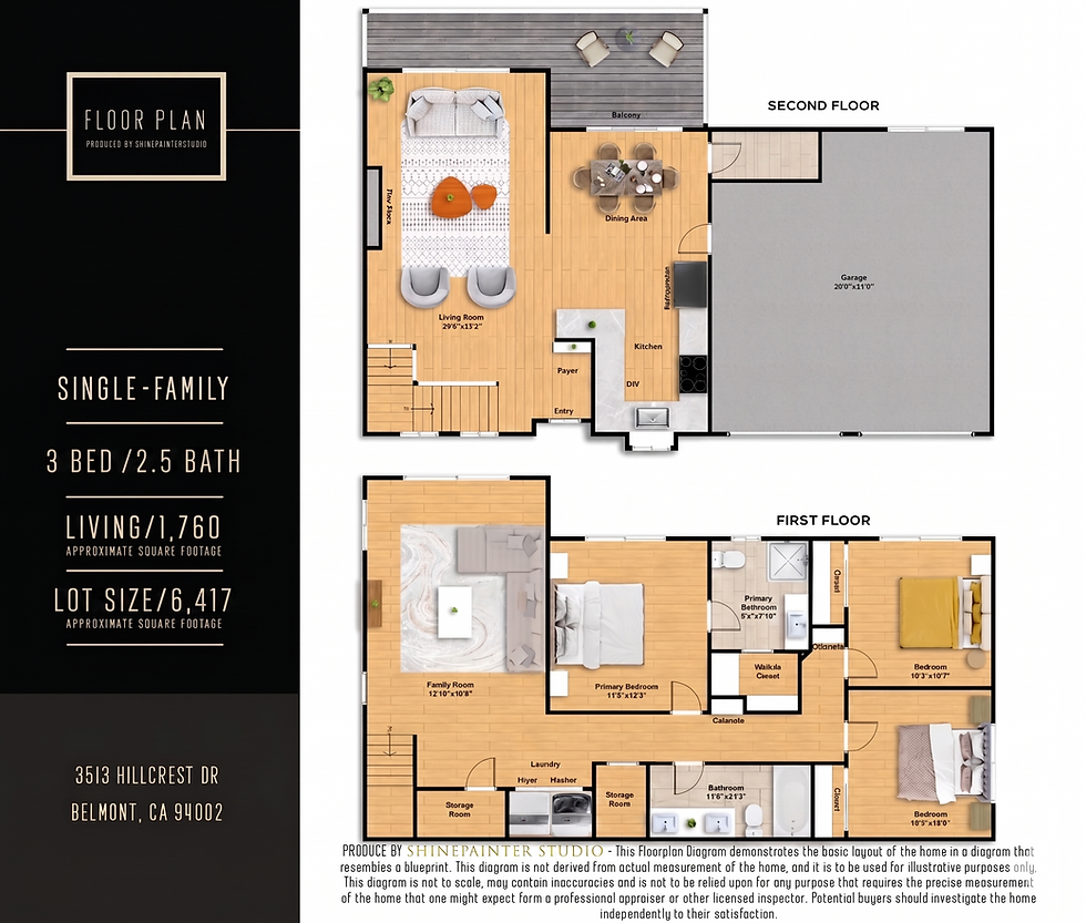 3513 Hillcrest Dr, Belmont, CA | floor plan