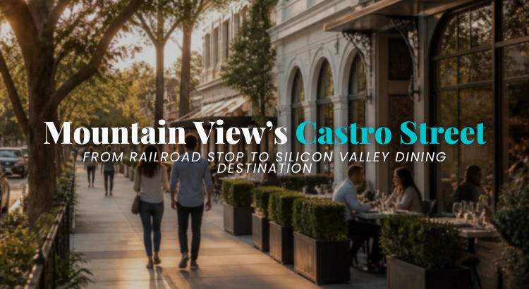 Castro Street in Downtown Mountain View, California, with restaurants and pedestrian-friendly streets in Silicon Valley