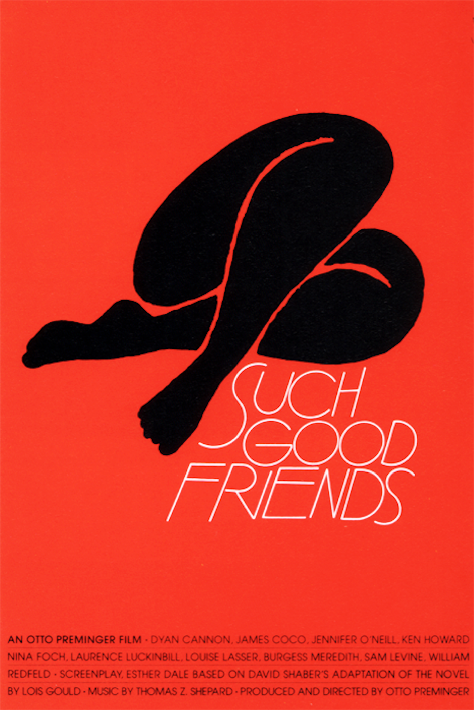 Picture of the cinema poster of such good friends from 1971, black legs on a red background