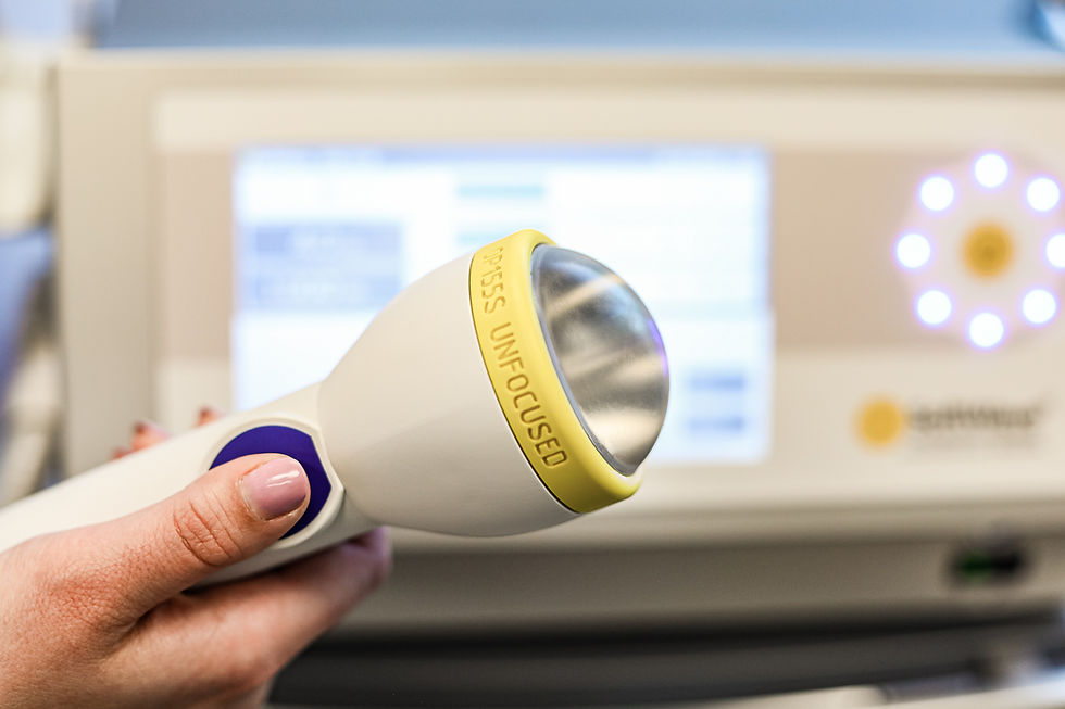 Close-up view of SoftWave Therapy equipment in a clinical setting