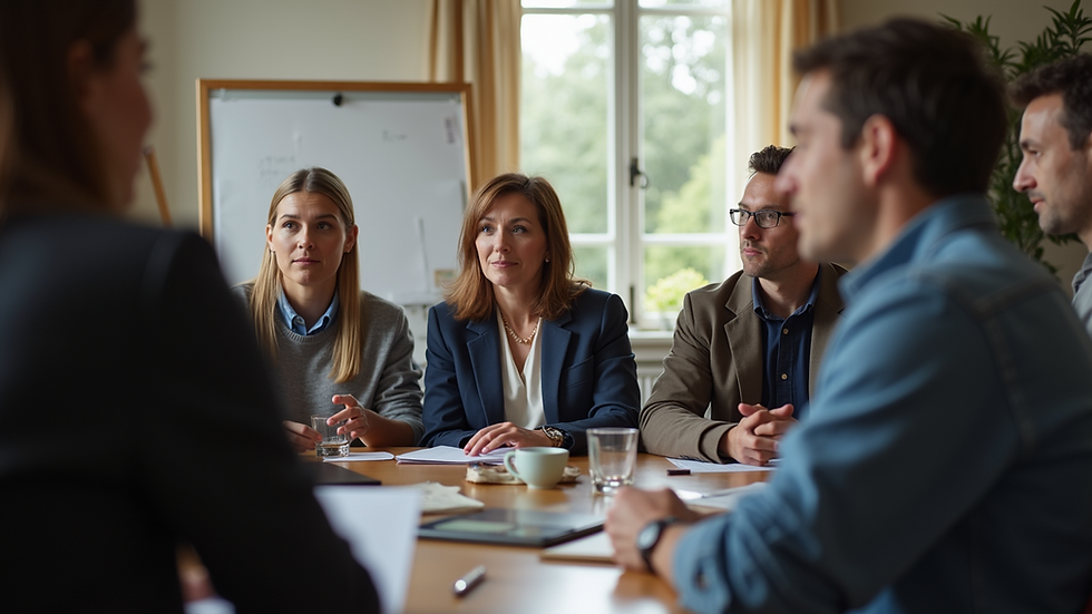 Eye-level view of a group of people engaged in a therapy workshop