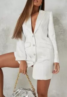 White Satin Blazer Dress