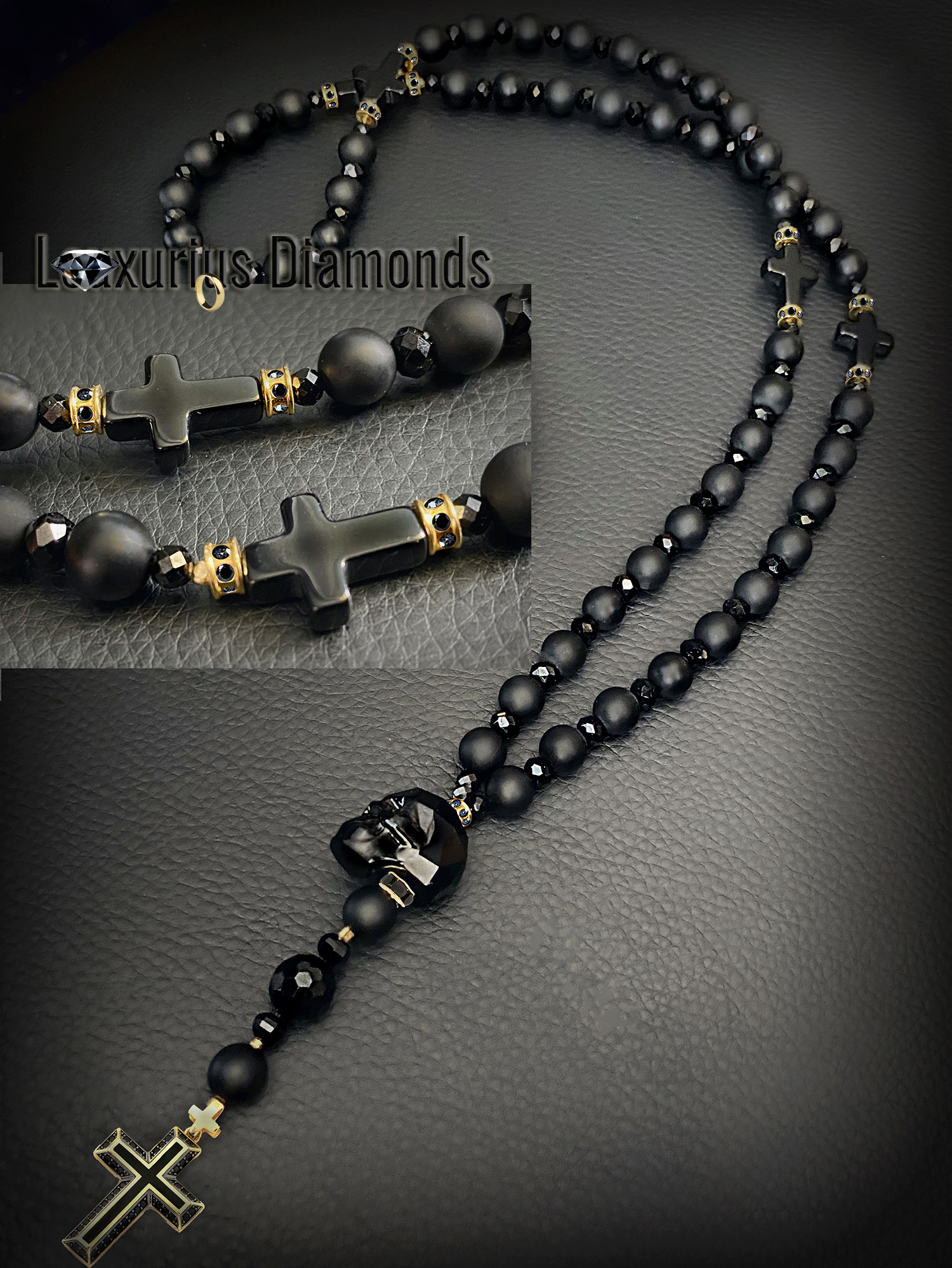 Luxurious rosary with 21 diamonds necklace Swarovski 'CONFESSION'