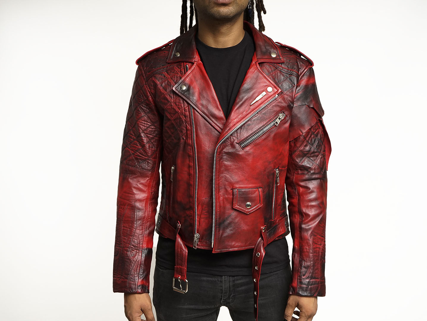 Chamarra de cuero Rojo Infierno
